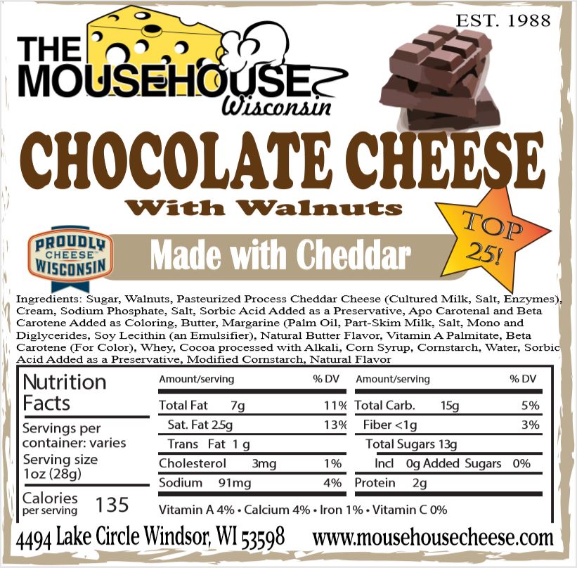 Chocolate Cheese with Walnuts – Mousehouse Cheesehaus Chocolate Cheese with Walnuts – Mousehouse Cheesehaus