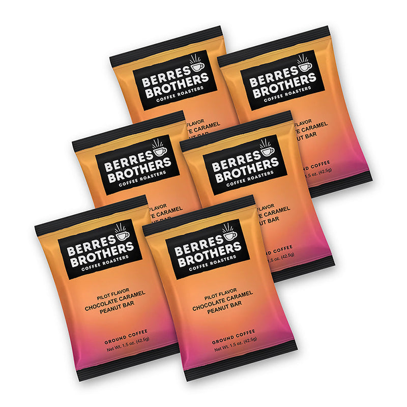 1.5 oz. Six Pack Pilot Flavor Chocolate Caramel Peanut Bar Coffee