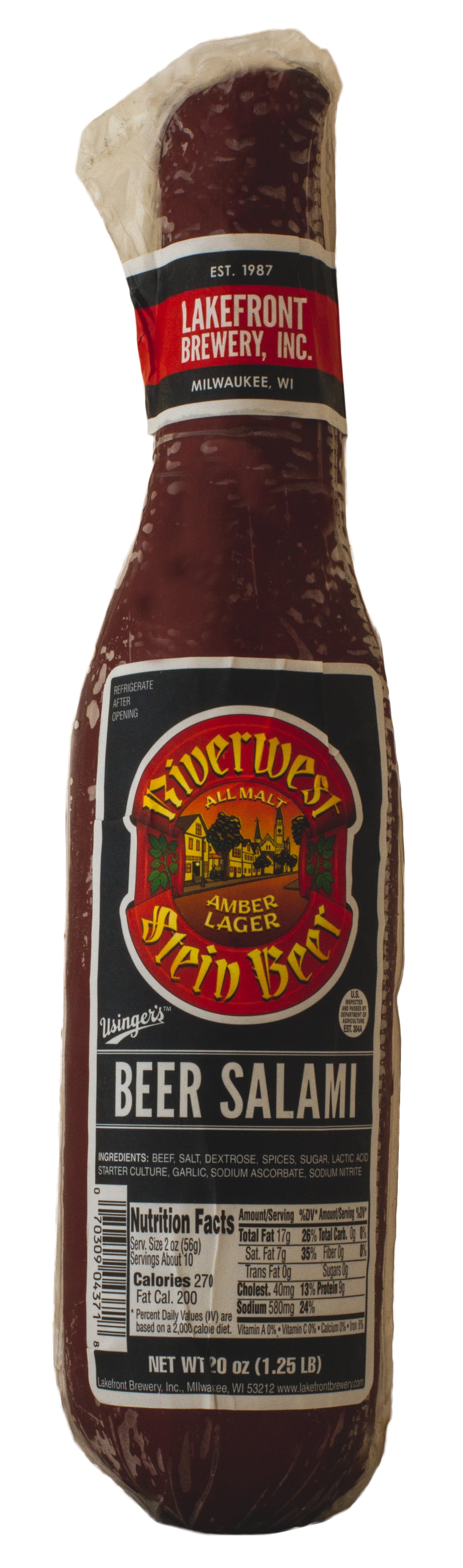 Usinger's Beer Salami River West Stein Amber Lager 18oz
