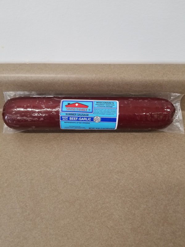 Swiss Family Beef Garlic Summer Sausage, 18oz