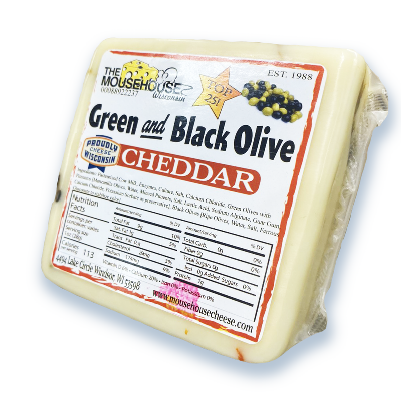 Green and Black Olive Cheddar
